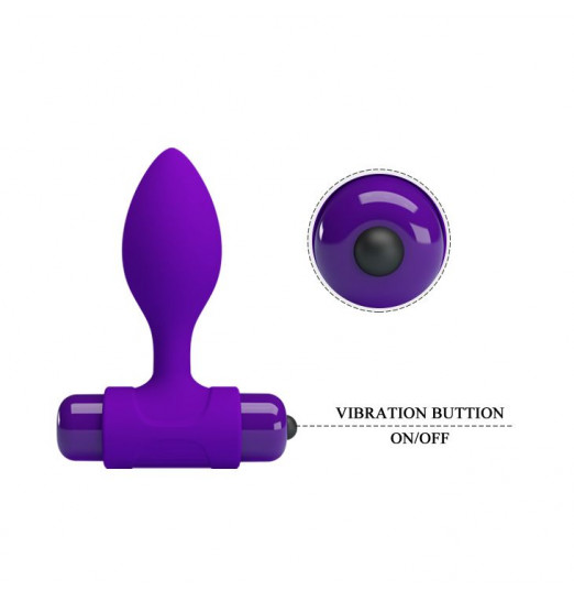 Фиолетовая анальная пробка с мощной вибрацией Vibra - 8,6 см.