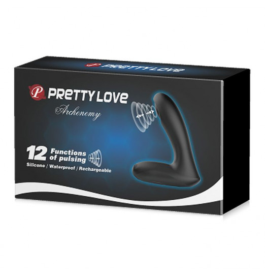 Черный стимулятор простаты Archenemy с пульсацией - 12,1 см.