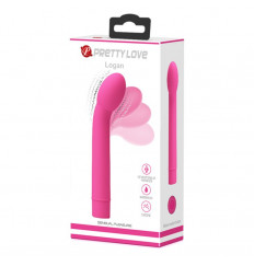 Розовый вибратор с увеличенной головкой Logan - 16,6 см.