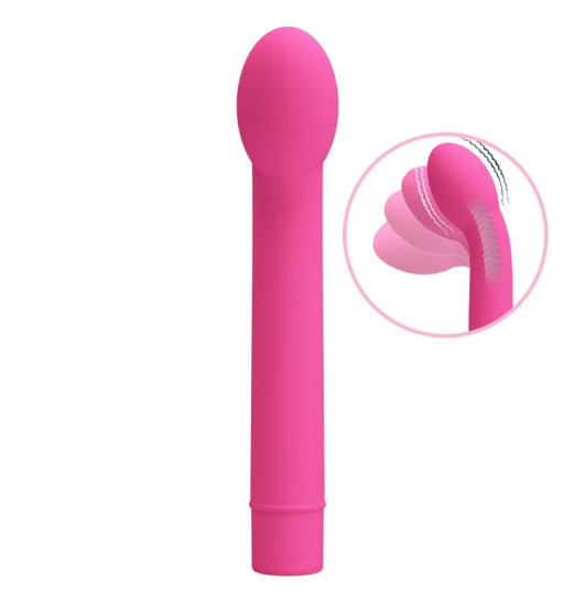 Розовый вибратор с увеличенной головкой Logan - 16,6 см.