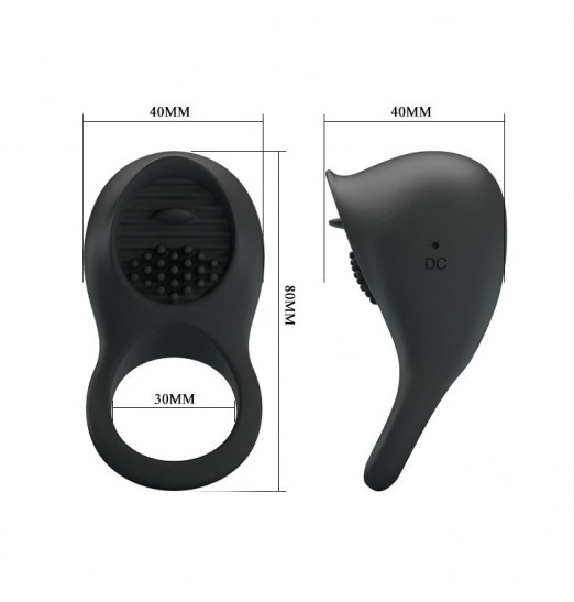 Черное эрекционное кольцо Ring Shaking II