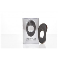 Черное эрекционное виброкольцо с двумя виброэлементами ATOM PLUS