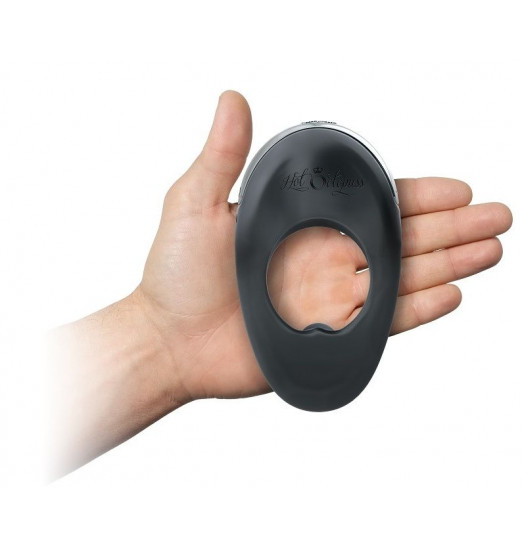 Черное эрекционное виброкольцо с двумя виброэлементами ATOM PLUS