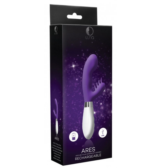 Фиолетовый вибратор-кролик Ares - 21,5 см.