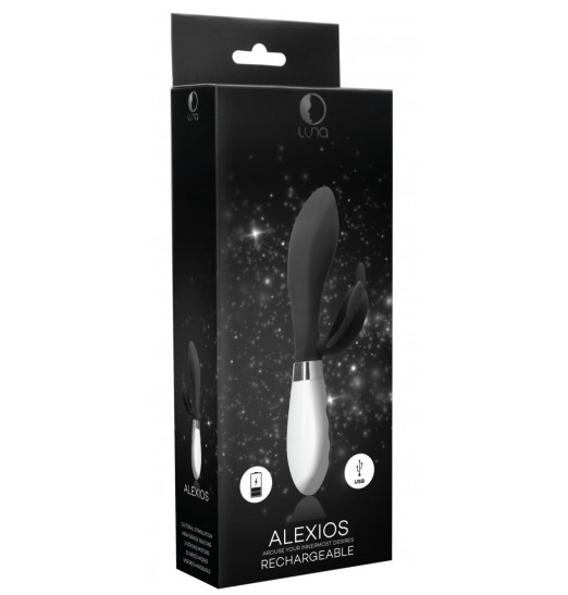 Черный вибратор-кролик Alexios - 21 см.