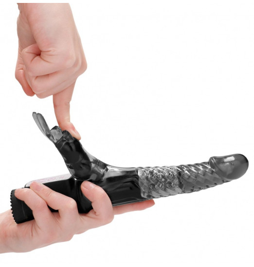 Черный вибратор-кролик Rotating Rabbit - 23 см.