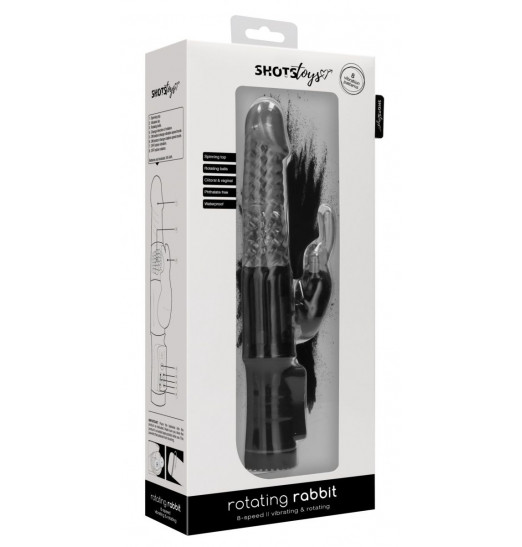 Черный вибратор-кролик Rotating Rabbit - 23 см.