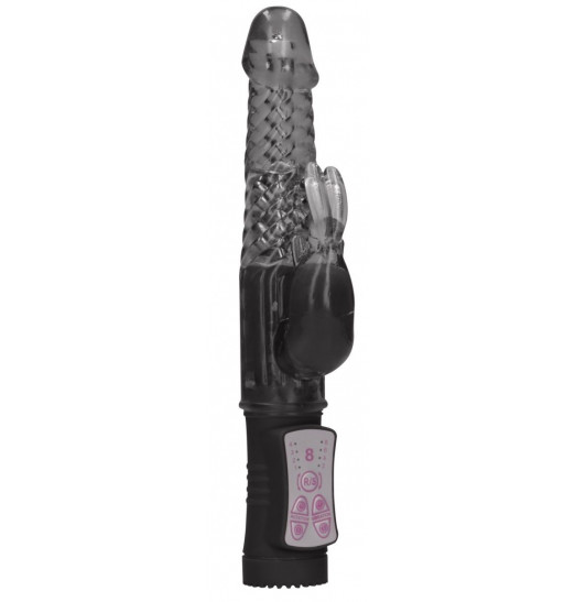 Черный вибратор-кролик Rotating Rabbit - 23 см.