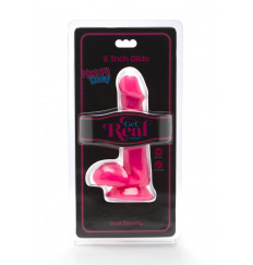 Розовый фаллоимитатор Happy Dicks Dildo 6 inch Balls - 15,2 см.