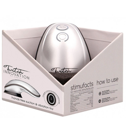 Серебристый вибромассажер Twitch Hands с вакуумным эффектом Серебристый вибромассажер Twitch Hands с вакуумным эффектом