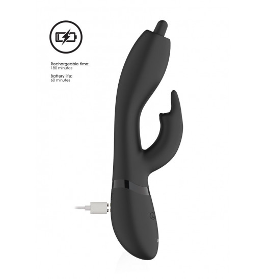 Черный вибромассажер-кролик Nilo - 22 см.