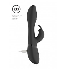 Черный вибромассажер-кролик Mira - 21,5 см.
