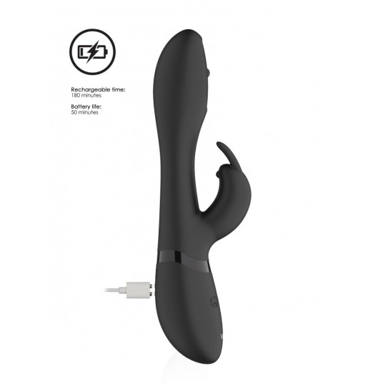 Черный вибромассажер-кролик Mira - 21,5 см.