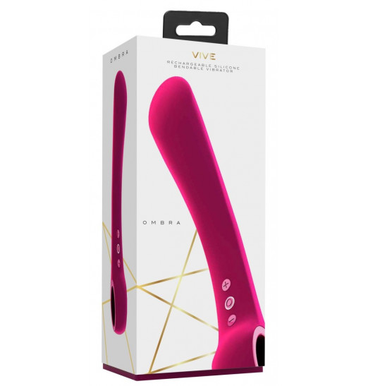 Розовый гибкий вибромассажер Ombra - 21,5 см. Розовый гибкий вибромассажер Ombra - 21,5 см.