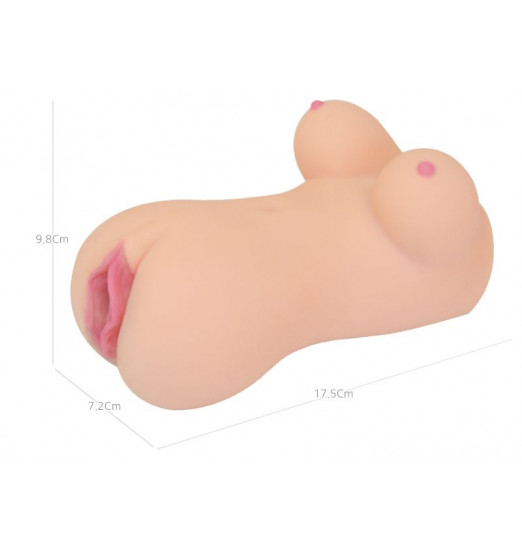 Телесный вибромастурбатор-вагина Clara OnaHole с имитацией груди