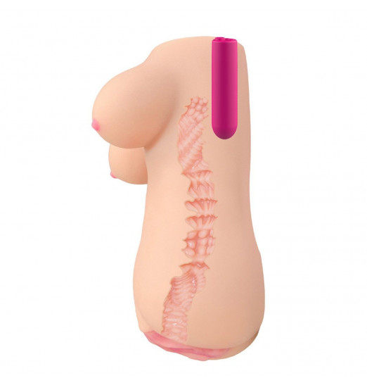 Телесный вибромастурбатор-вагина Clara OnaHole с имитацией груди