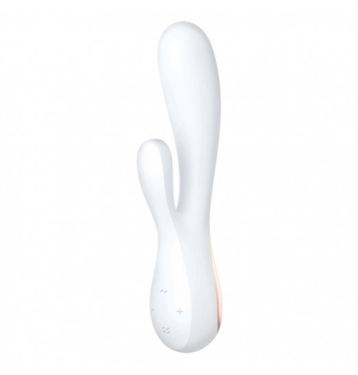 Белый вибратор-кролик Satisfyer Mono Flex с управлением через приложение - 20,4 см.