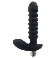 Черный анальный рельефный вибростимулятор - 17 см.