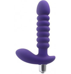 Фиолетовый анальный рельефный вибростимулятор - 17 см.