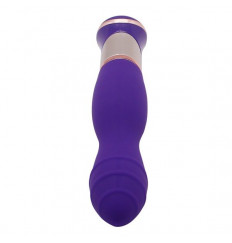 Фиолетовый вибратор с ротацией ECSTASY Deluxe Rippled Vibe - 20 см.