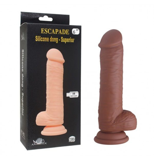 Коричневый вибратор-реалистик Superior Dong из силикона - 17,5 см.