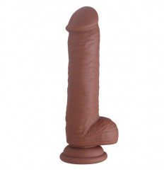 Коричневый вибратор-реалистик Superior Dong из силикона - 17,5 см.