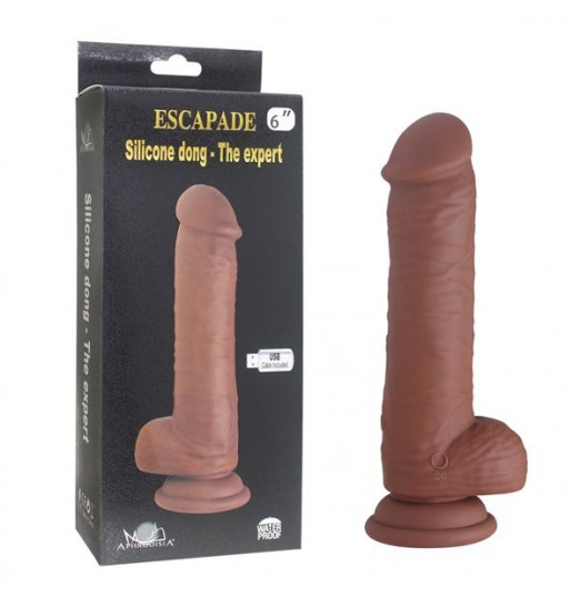 Коричневый вибратор-реалистик The Expert - 18 см.