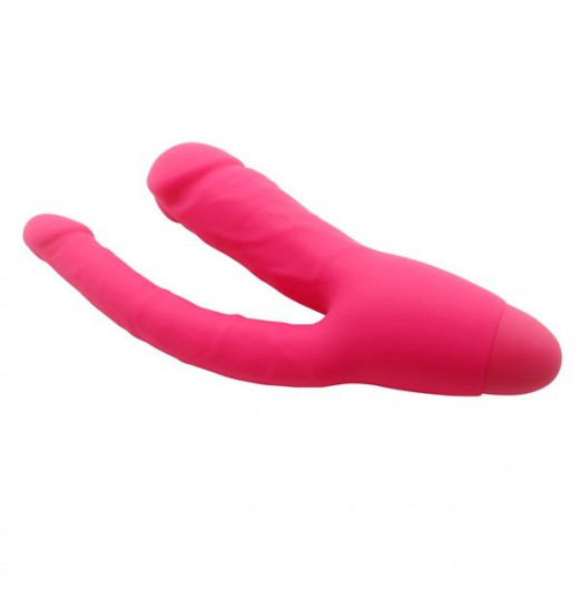Розовый двойной вибратор INDULGENCE Insatiable Desire - 21,5 см.