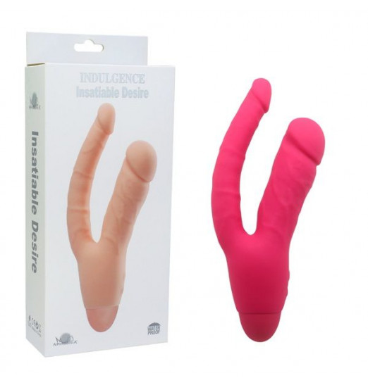Розовый двойной вибратор INDULGENCE Insatiable Desire - 21,5 см.