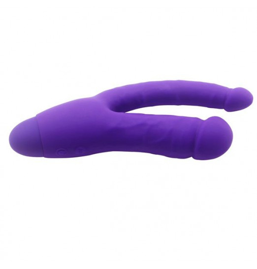 Фиолетовый двойной вибратор INDULGENCE Insatiable Desire - 21,5 см.