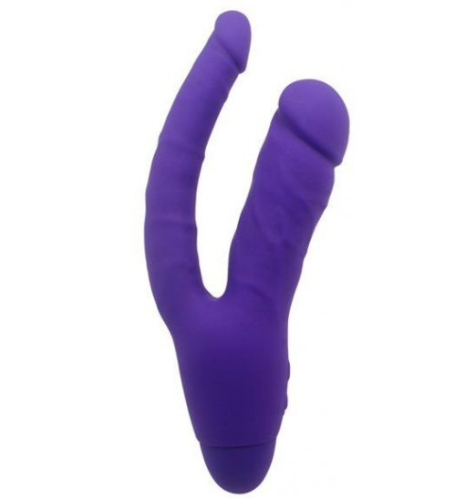 Фиолетовый двойной вибратор INDULGENCE Insatiable Desire - 21,5 см.