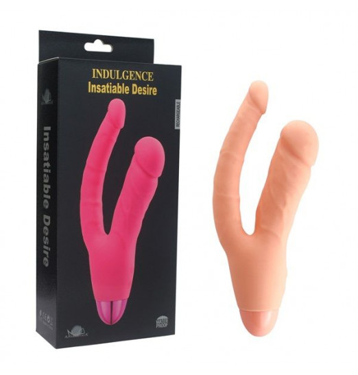 Телесный двойной вибратор INDULGENCE Rechargeable Insatiable Desire - 21 см. Телесный двойной вибратор INDULGENCE Rechargeable Insatiable Desire - 21 см.