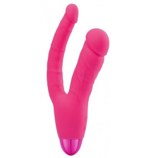 Розовый двойной вибратор INDULGENCE Rechargeable Insatiable Desire - 21 см.
