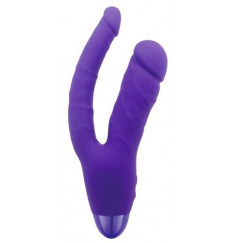 Фиолетовый двойной вибратор INDULGENCE Rechargeable Insatiable Desire - 21 см.