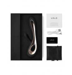 Черный вибромассажер с клиторальным стимулятором Soraya 2 - 22 см.