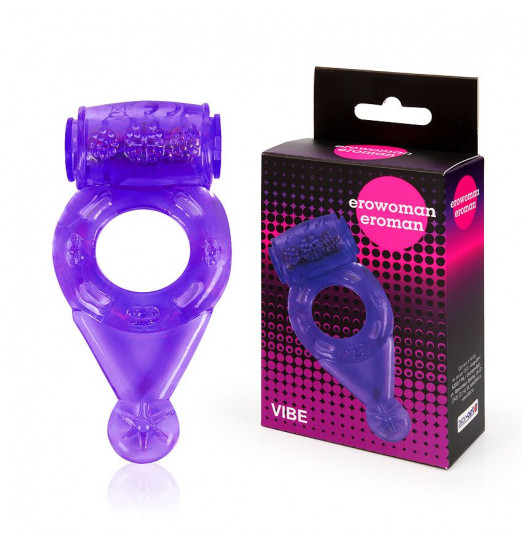 Фиолетовое эрекционное виброкольцо с шипиками