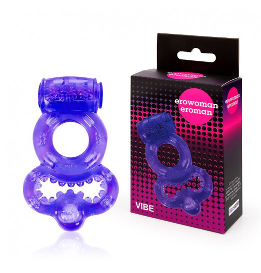 Фиолетовое эрекционное виброкольцо с шипами