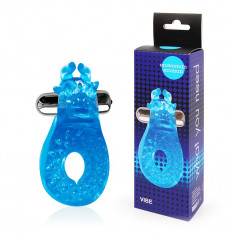 Голубое эрекционное виброкольцо с шипиками