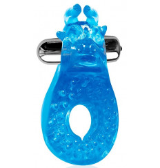 Голубое эрекционное виброкольцо с шипиками