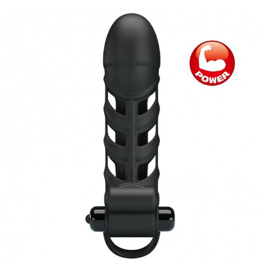 Черная насадка на пенис с вибропулей Penis Sleeve II - 18,8 см.