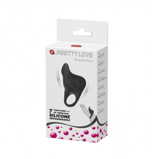 Черное эрекционное кольцо с вибрацией Frederica