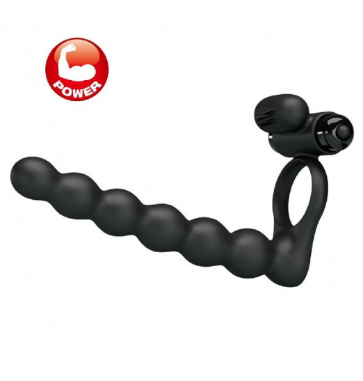 Черная насадка для двойной стимуляции Hercules Penis Sheath III - 15,3 см.