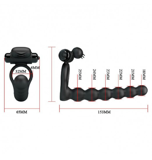 Черная насадка для двойной стимуляции Hercules Penis Sheath III - 15,3 см.