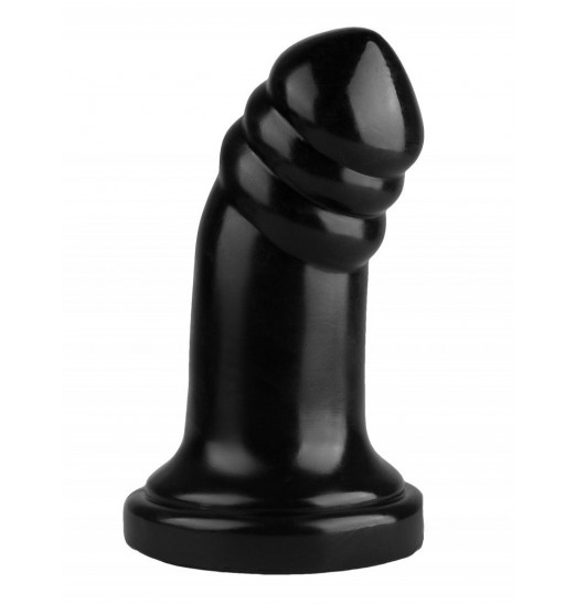 Черная реалистичная анальная втулка с широким основанием - 18,5 см.
