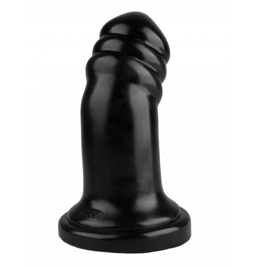 Черная реалистичная анальная втулка с широким основанием - 18,5 см.