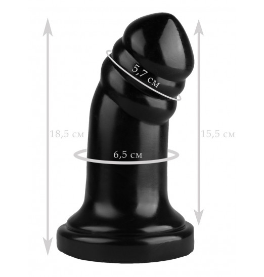 Черная реалистичная анальная втулка с широким основанием - 18,5 см.