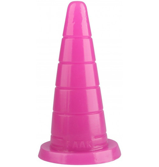 Розовый рельефный анальный конус - 18,7 см.