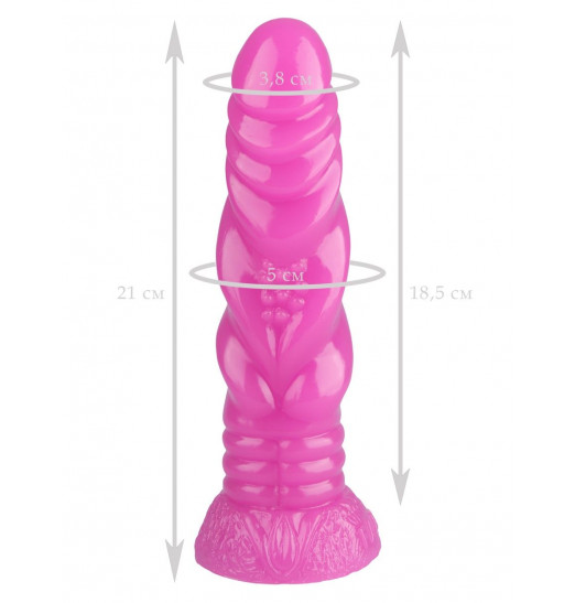 Розовая анальная втулка с рельефом - 21 см.
