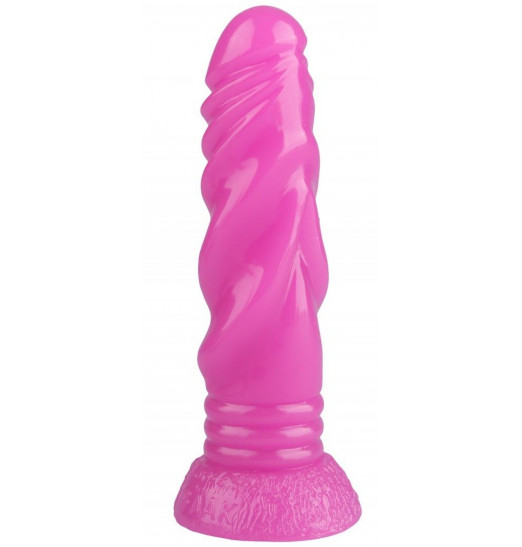 Розовая анальная втулка с рельефом - 21 см.
