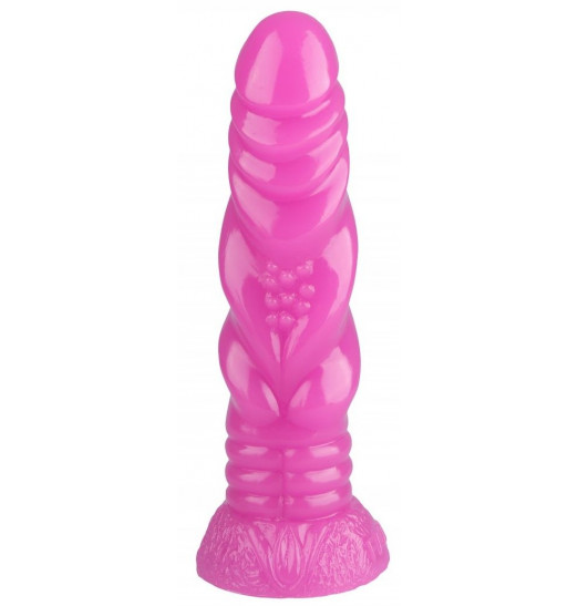 Розовая анальная втулка с рельефом - 21 см.